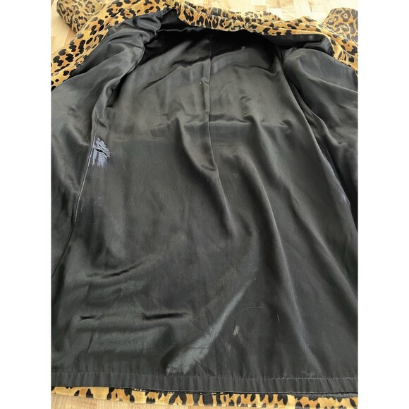 Vintage Women's Leopard Cheetah Print Plush Medium Length Over Coat Size Medium - Picture 6 of 16
